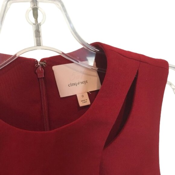 Cinq a Sept Womens Size 0 Crimson Red Scorpio Cut Out Tulip Hem Mini Dress - Picture 6 of 10
